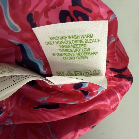 Lilly Pulitzer Vest Womens Large Navy Quilted Puffer Down Pink Print Lining - Picture 7 of 11